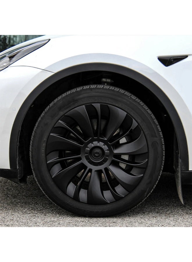 HPS Tesla Model Y 19-Inch Wheel Covers – Glossy Black Matte Finish | Set of 4 ABS Hubcaps for Gemini Wheels  - Image 4