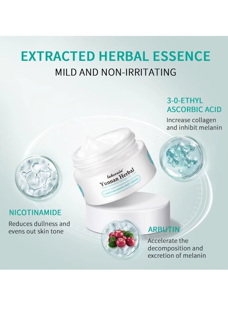 lakerain كريم يواننان العشبي لإزالة البقع البيضاء مضاد للنمش ومضاد للشيخوخة لتفتيح البقع الداكنة والخطوط الدقيقة وكريم بقع الشمس مرطب ومغذي وملطف للبشرة وتفتيح وإزالة النمش كريم الكلف 20 جرام - Image 2