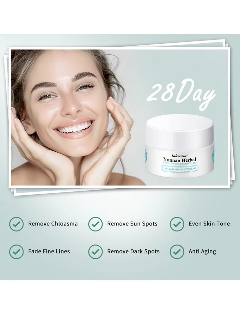 lakerain كريم يواننان العشبي لإزالة البقع البيضاء مضاد للنمش ومضاد للشيخوخة لتفتيح البقع الداكنة والخطوط الدقيقة وكريم بقع الشمس مرطب ومغذي وملطف للبشرة وتفتيح وإزالة النمش كريم الكلف 20 جرام - Image 4