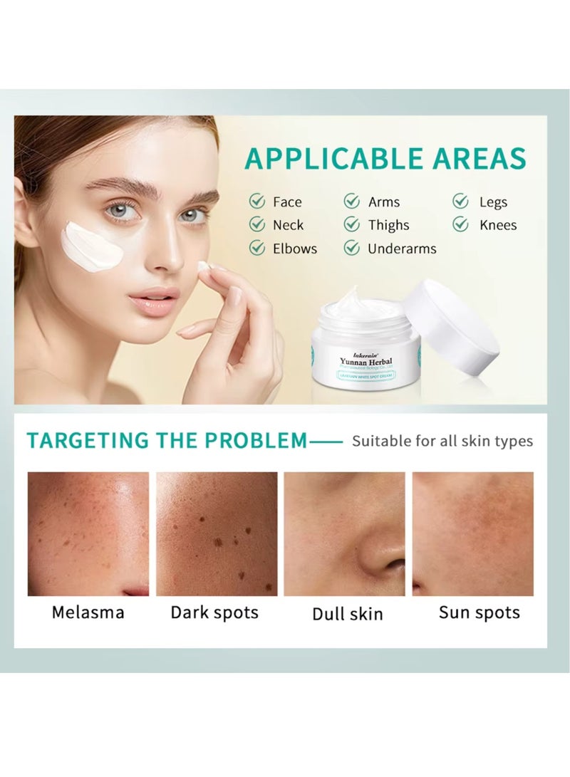 lakerain كريم يواننان العشبي لإزالة البقع البيضاء مضاد للنمش ومضاد للشيخوخة لتفتيح البقع الداكنة والخطوط الدقيقة وكريم بقع الشمس مرطب ومغذي وملطف للبشرة وتفتيح وإزالة النمش كريم الكلف 20 جرام - Image 3