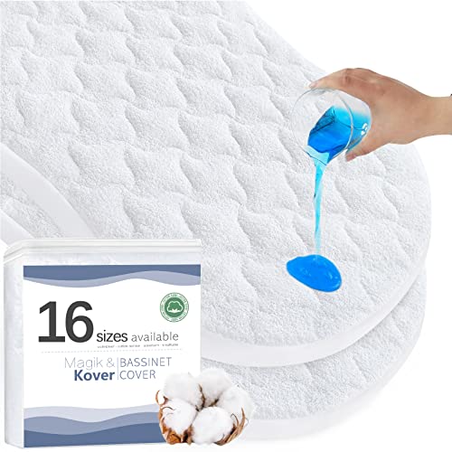 غطاء مرتبة سرير الأطفال 30 × 18 يناسب Halo BassiNest Swivel Glide Flex Luxe Premiere Series Sleeper واقي مرتبة سرير الأطفال المقاوم للماء 2 عبوة سطح قطن تيري