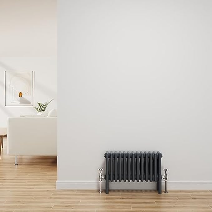 NRG TRADITIONAL RADIATOR ANTHRACITE CAST IRON 4 COLUMN HORIZONTAL CENTRAL HEATING BATHROOM RADIATORS 300X605MM - Image 1