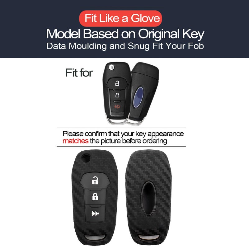 INFIPAR 2pcs Compatible with Ford Maverick F-150 F-250 F-350 F-450 F-550 Super Duty Lightning Ranger Bronco Expedition Escape Explorer Fusion EcoSport F-650 F-750 Carbon Fiber Looks Key Fob Cover Case - Image 2