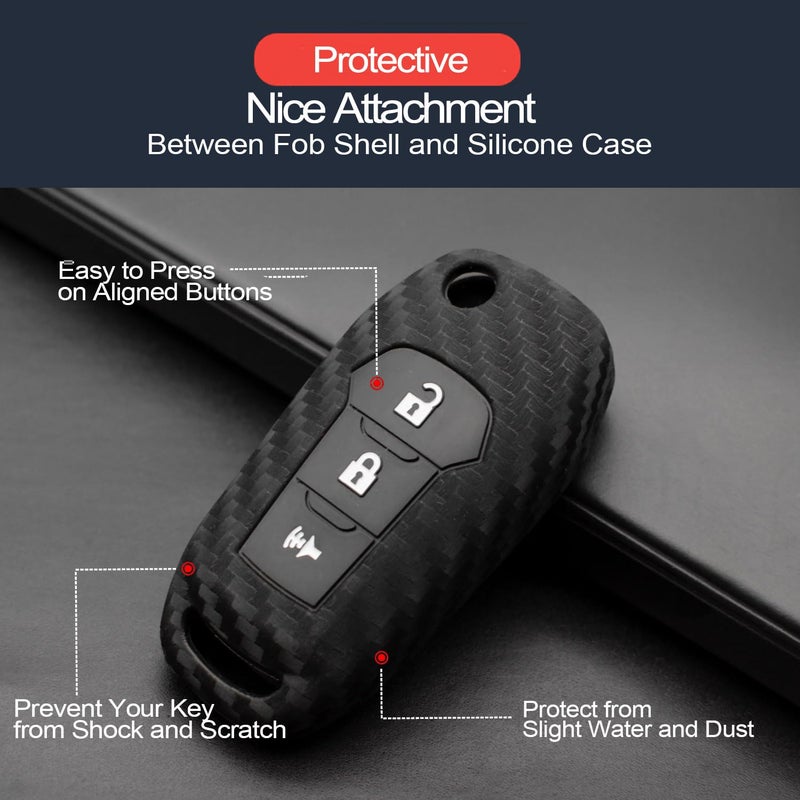 INFIPAR 2pcs Compatible with Ford Maverick F-150 F-250 F-350 F-450 F-550 Super Duty Lightning Ranger Bronco Expedition Escape Explorer Fusion EcoSport F-650 F-750 Carbon Fiber Looks Key Fob Cover Case - Image 4
