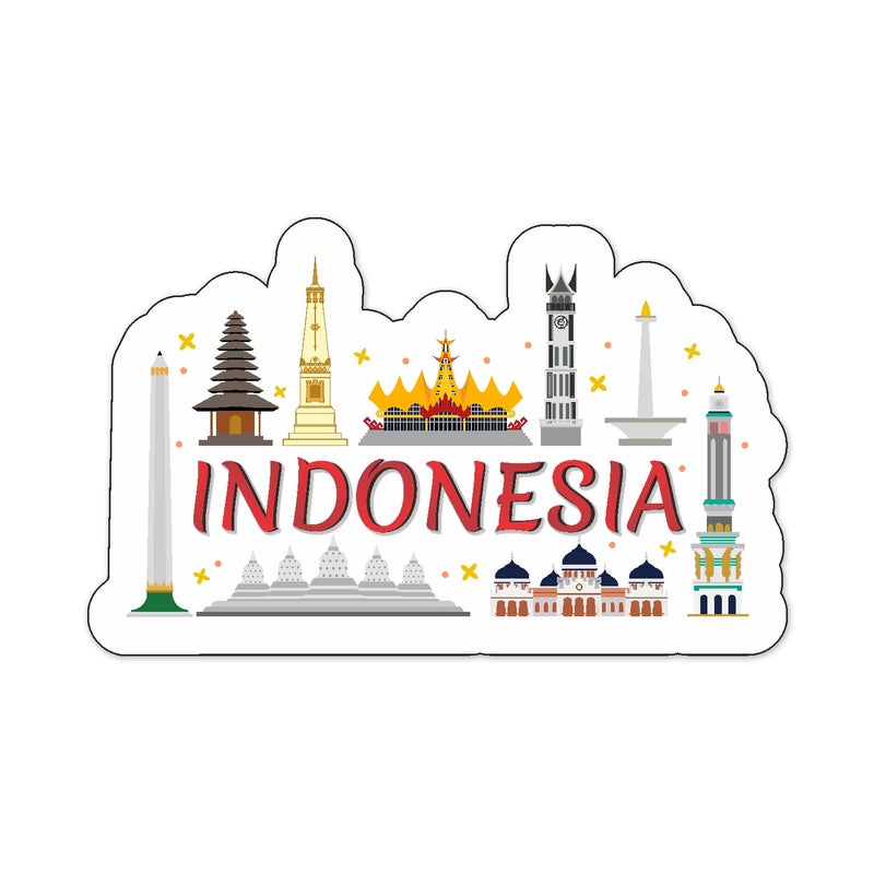 Anuman Anuman Indonesia Theme Souvenir Wooden Refrigerator Stylish Fridge Magnet Perfect Souvenir Gift for Brother Sister Kids Home Decor Kitchen Decor Pack of 1 Multicolor  - Image 1