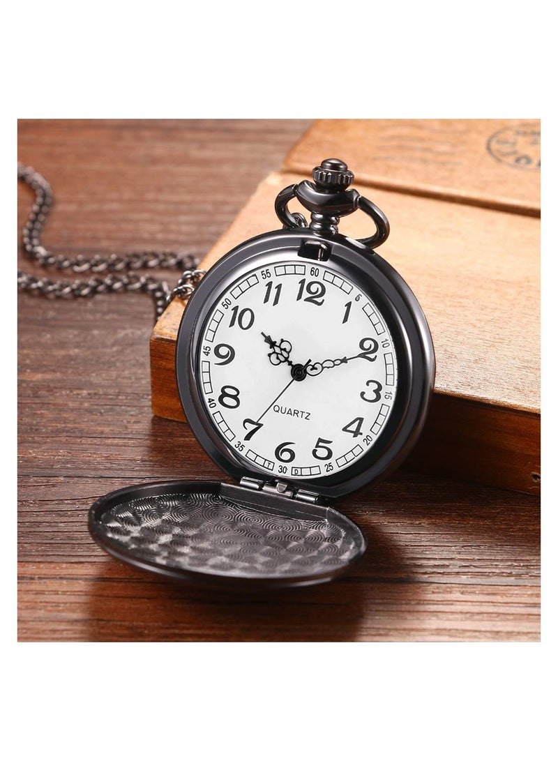 KASTWAVE Retro Pocket Watch Classic Smooth Vintage Quartz Pocket Watch Set of 2 Classic Pocket Watch - Image 3