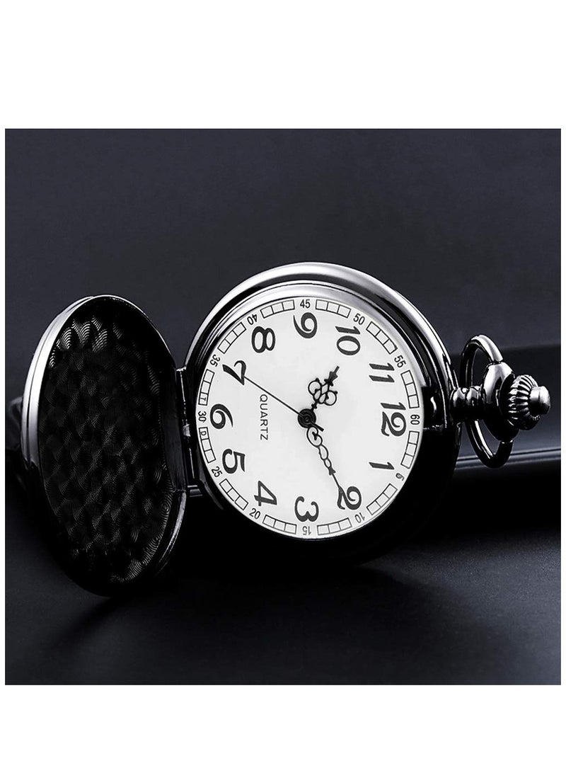 KASTWAVE Retro Pocket Watch Classic Smooth Vintage Quartz Pocket Watch Set of 2 Classic Pocket Watch - Image 2