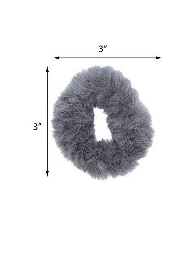 Motique Accessories Small Faux Fur Scrunes Hair Tie Set Of 6 Black & Greys  - Image 5