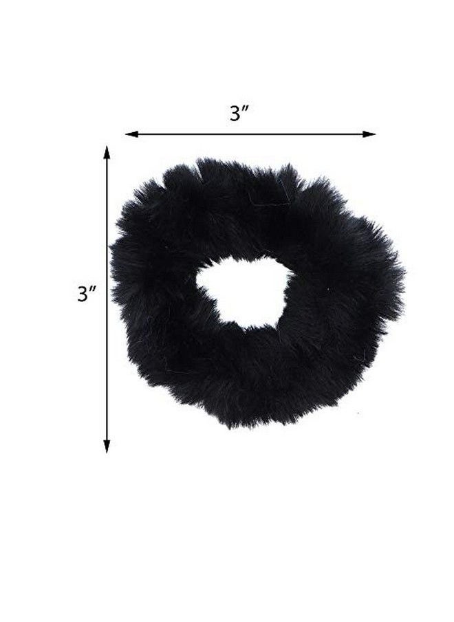 Motique Accessories Small Faux Fur Scrunes Hair Tie Set Of 6 Black & Greys  - Image 4