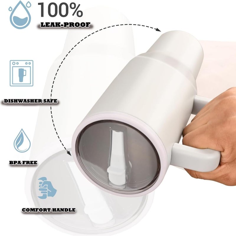 Tumbler with Folding Straw and Handle, Water Bottle Coffee Cup Travel Mug for Cold or Hot Drinks, Double Wall Stainless Steel Vacuum Insulated Tumbler (Camo, 890 ml) - Image 5