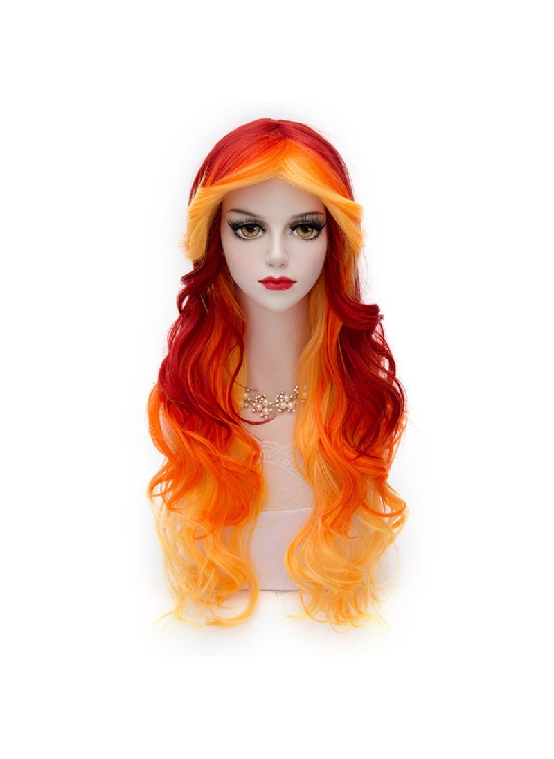 MQ - MQ Ombre Wavy Wigs for Women295 Inch Long Curly WigsColorful WigsCharming Womens Long Curly Full Hair WigYellow to Orange to Red - Image 1