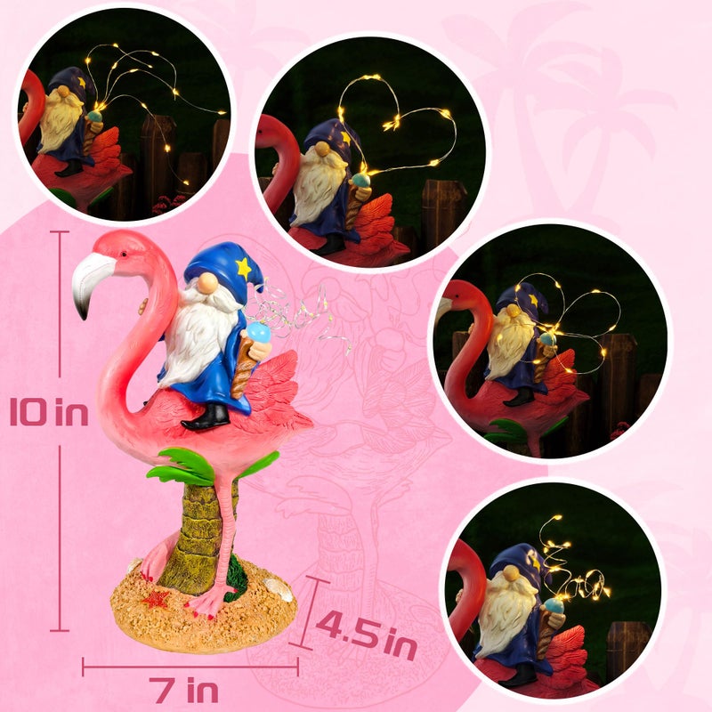 Miggley Funny Flamingo Gnome Solar Garden Statue with LED Light - Outdoor Yard Lawn Patio Decor - Great Birthday Housewarming Gift for Women, Mom, Grandma - Image 2