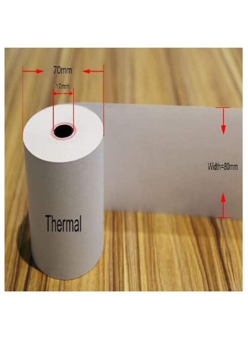 ورق طابعة الإيصالات الحرارية 80 مم 70 مم (عبوة من 10 لفات) - Image 2