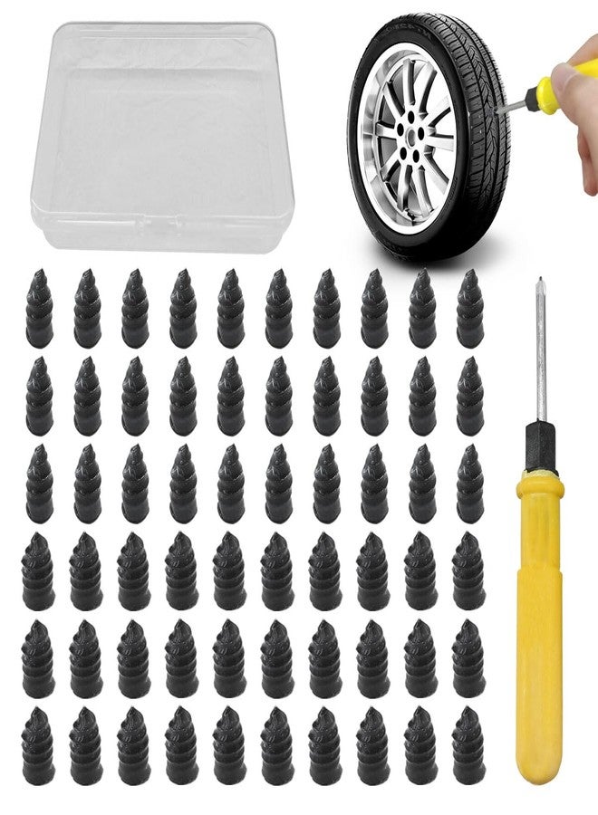 BDZMC 60PCS Tire Repair Rubber Nail, Tire Puncture Repair Tool Kit with Screwdriver, Self Service Vacuum Tire Repair Screw Plug, Tire Repair Kit for Car Truck Motorcycle Tractor - Image 1