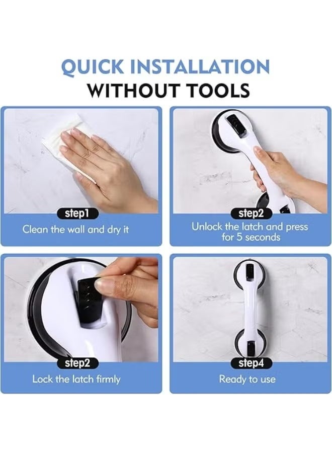 Pack of 2 Heavy-Duty 12 Inch Shower Grab Bars, Strong Adhesive Bathroom Support Handles for Bathtub, Shower Chair and Toilet Safety Stability Assistance - Image 2