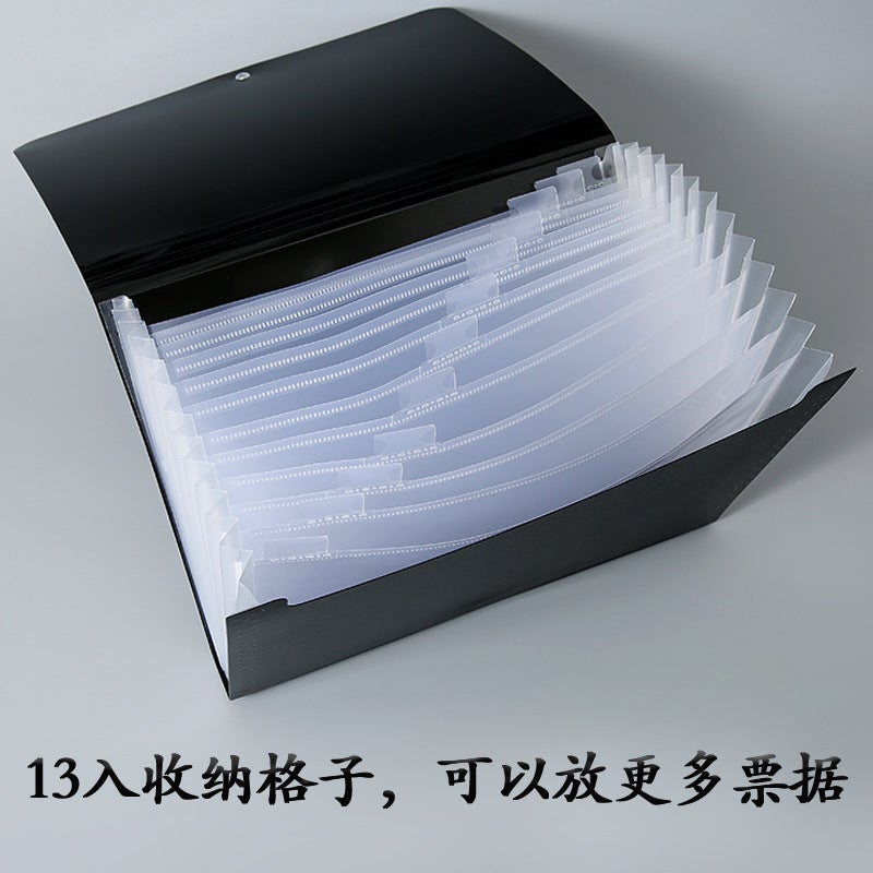 Spot 13 Grid Storage Organ Bag Plaid Disc Buckle Lanyard Large Capacity Test Paper Office Student Information File Bag - Image 4