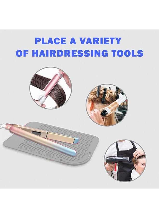 FY Straightener Insulation Pad Heat Resistant Silicone Mat for Electric Splint Automatic Curling Rod Curling Irons Hair Flat Irons Travel Hair Iron Silicone Mat Pouch Silicone Pad for Curling Iron Grey  - Image 4