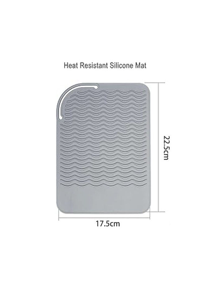 FY Straightener Insulation Pad Heat Resistant Silicone Mat for Electric Splint Automatic Curling Rod Curling Irons Hair Flat Irons Travel Hair Iron Silicone Mat Pouch Silicone Pad for Curling Iron Grey  - Image 2