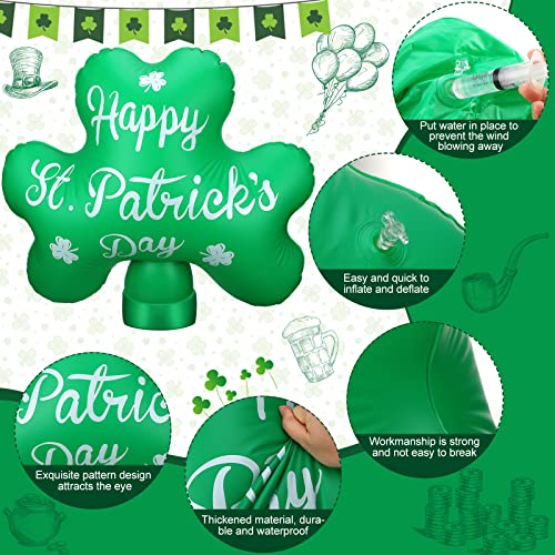 Jetec 2 Pcs St Patricks Day Decorations Shamrock Blow up PVC Inflatable Decor Happy St Patricks Day Lucky Shamrock 236 x 256 in Waterproof for Yards Gardens Parties Holiday Decor - Image 3