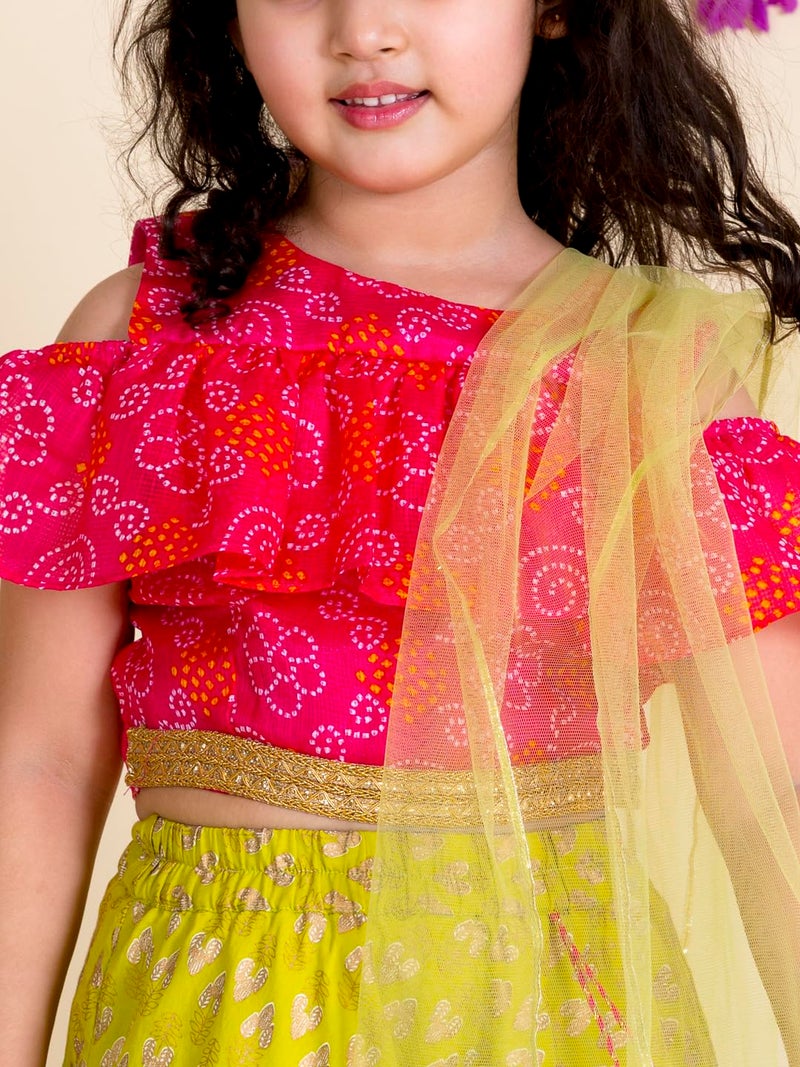 Pspeaches Girls Printed Ready To Wear Lehenga Blouse With Dupatta - Image 2