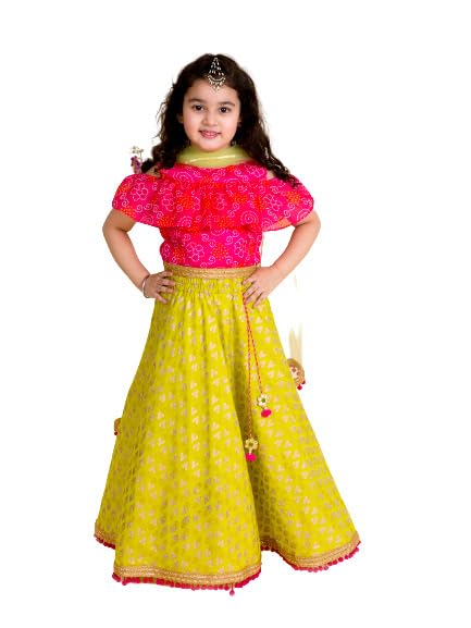 Pspeaches Girls Printed Ready To Wear Lehenga Blouse With Dupatta - Image 4