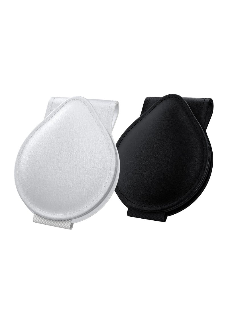 KASTWAVE Car Sun Visor Sunglasses Clip Organizer, 2 Pack Leather Eyeglasses Mount with Card Holder, Sleek Black & Gray Vehicle Accessories - Image 1