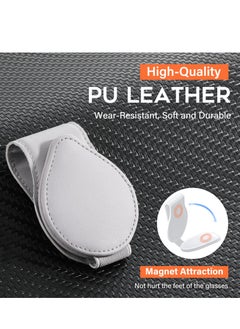 KASTWAVE Car Sun Visor Sunglasses Clip Organizer, 2 Pack Leather Eyeglasses Mount with Card Holder, Sleek Black & Gray Vehicle Accessories  - Image 4
