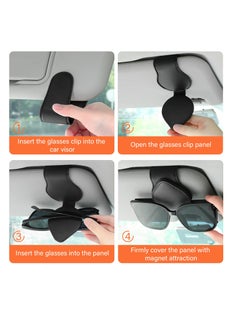 KASTWAVE Car Sun Visor Sunglasses Clip Organizer, 2 Pack Leather Eyeglasses Mount with Card Holder, Sleek Black & Gray Vehicle Accessories  - Image 5