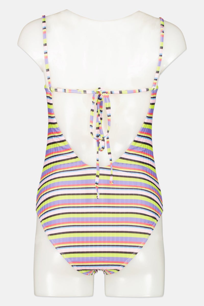 Misfit Women Striped One Piece Swimsuit, Multicolor - Image 2