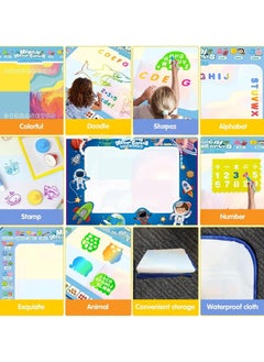 هارفستوي لعبة حصيرة الرسم المائية السحرية، حصيرة قماشية مائية لا نهائية، حصيرة رسم مائية، قماشية مائية لا نهائية للأطفال، تخلق مكانًا آمنًا ونظيفًا للاستمتاع للأطفال (80 * 100 سم، المشي في الفضاء)  - Image 3