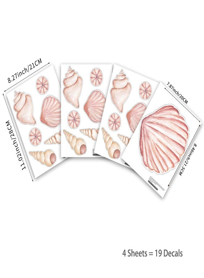Alwayspon Watercolor Pink Orange Shell Art Wall Decals, Peel and Stick Wall Stickers for Living Nursery Room Bedroom Wall Decor - Image 4