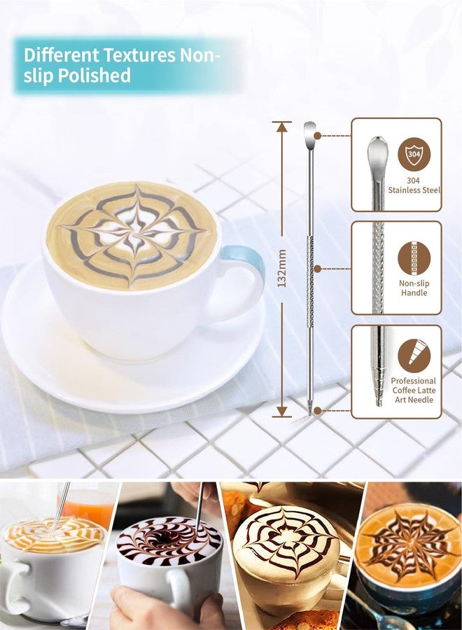 Gevi 4pcs Milk Frother Pitcher, 12oz/350ml Stainless Steel Jug, Powder Shaker with Lid, Cappuccino Latte Art Pen, Coffee Decorating Stencils - Image 5
