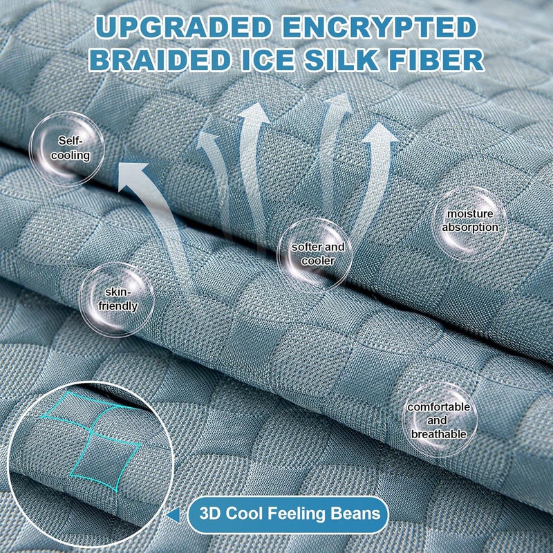 OTOB Cooling Couch Covers for 3 Cushion Couch Sofa Pet Friendly, Ice Silk Fabric Washable Non Slip Sectional Sofa Protector Cooling Mat, 3D Structure Breathable Dog Sofa Cover (ICY Blue, 35.4"x82.7") - Image 2