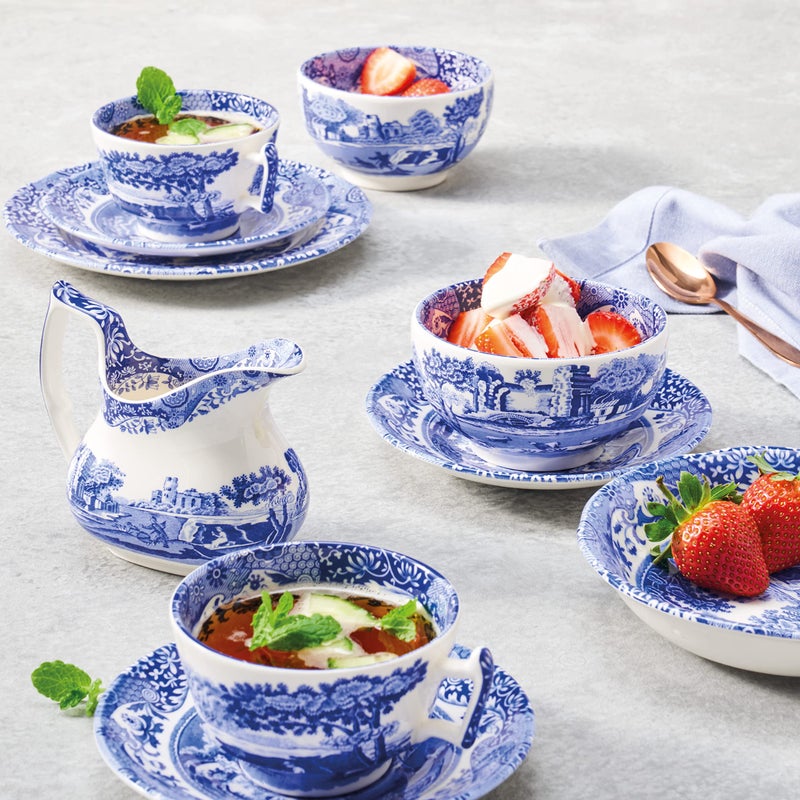 Spode وعاء حبوب سبود الأزرق الإيطالي أسكوت | مجموعة من 4 | وعاء الشوفان والحبوب والأرز | مصنوع من الفخار | 8 بوصات | آمن في غسالة الصحون والميكروويف | صنع في إنجلترا - Image 5