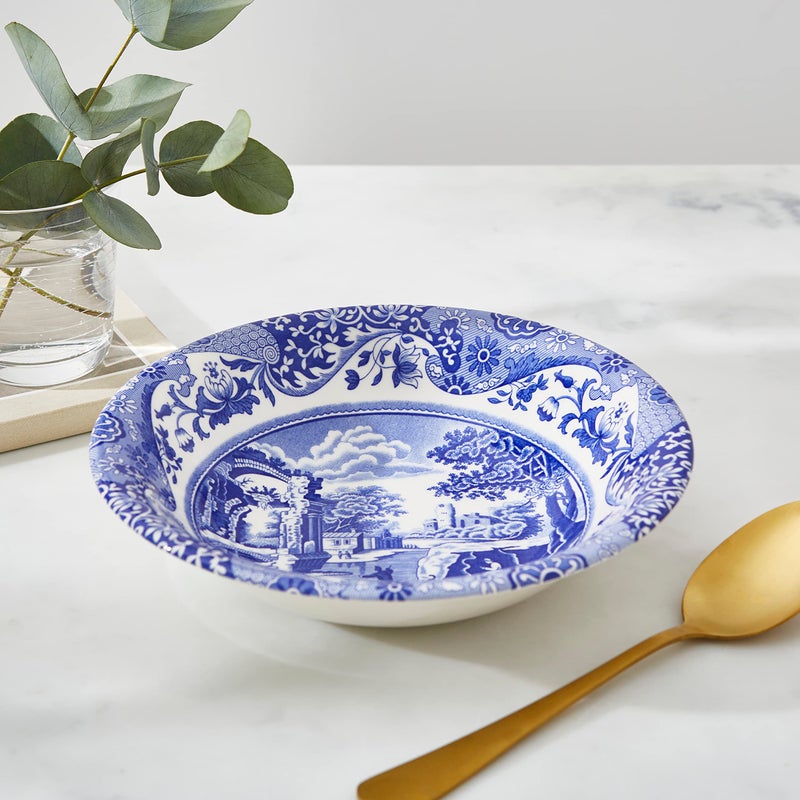 Spode وعاء حبوب سبود الأزرق الإيطالي أسكوت | مجموعة من 4 | وعاء الشوفان والحبوب والأرز | مصنوع من الفخار | 8 بوصات | آمن في غسالة الصحون والميكروويف | صنع في إنجلترا - Image 2