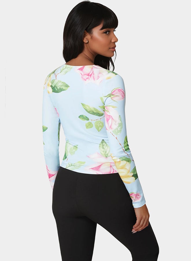 bebe Cut Out Flower Long Sleeve Top - Image 4