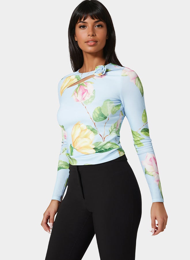 bebe Cut Out Flower Long Sleeve Top - Image 3