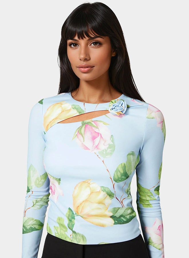 bebe Cut Out Flower Long Sleeve Top - Image 2