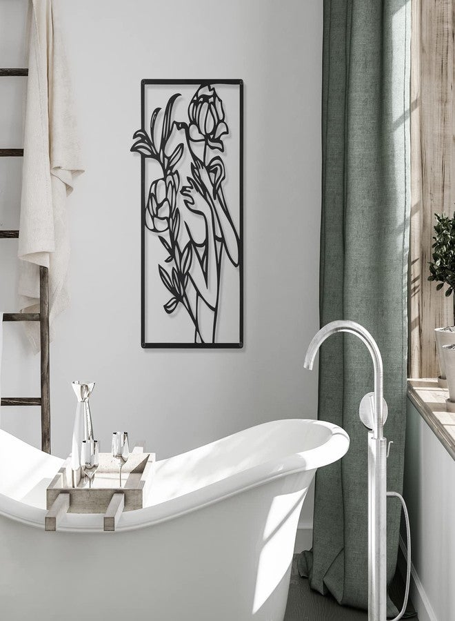 سندير لوحة جدارية معدنية بتصميم بسيط تجريدي لامرأة، مكونة من 4 قطع، من تصميم سندير، رسم خطي بسيط بخط واحد، ديكور جداري منزلي أنيق لغرفة النوم والمطبخ والحمام وغرفة المعيشة - Image 2