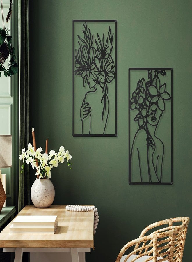 سندير لوحة جدارية معدنية بتصميم بسيط تجريدي لامرأة، مكونة من 4 قطع، من تصميم سندير، رسم خطي بسيط بخط واحد، ديكور جداري منزلي أنيق لغرفة النوم والمطبخ والحمام وغرفة المعيشة - Image 5