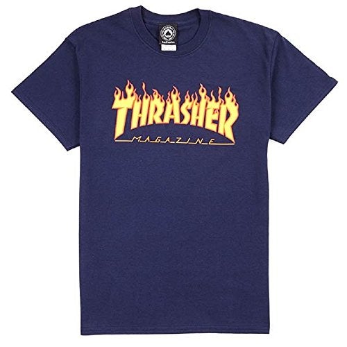 Thrasher Flame Logo T-Shirt Navy Large - Image 1