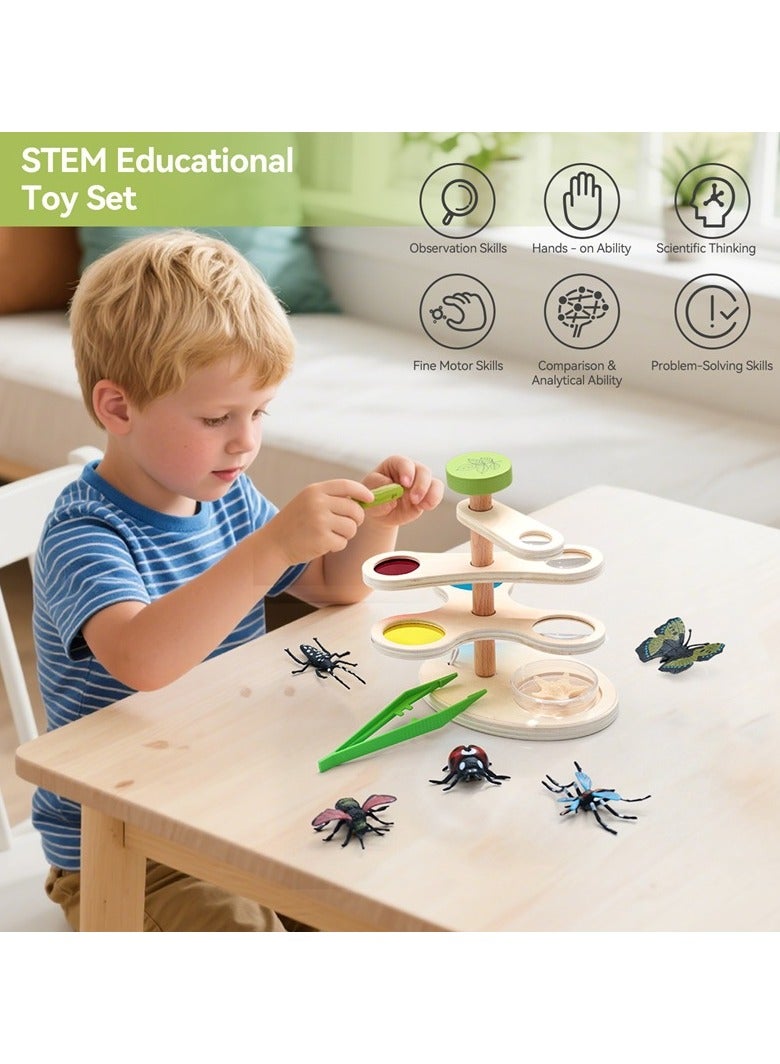 general Wooden Adjustable Observation Mirror Toy for Babies Educational Early Learning Insect Magnifying Glass Children's Toy - Image 3