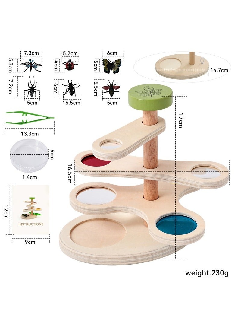 general Wooden Adjustable Observation Mirror Toy for Babies Educational Early Learning Insect Magnifying Glass Children's Toy - Image 4