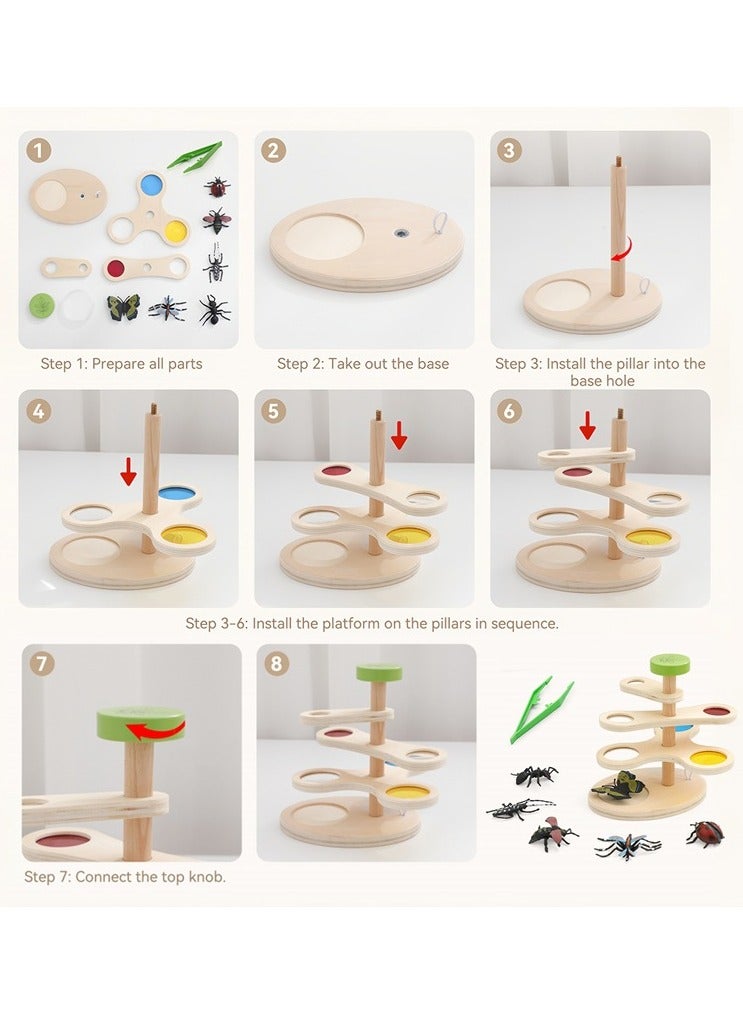 general Wooden Adjustable Observation Mirror Toy for Babies Educational Early Learning Insect Magnifying Glass Children's Toy - Image 2