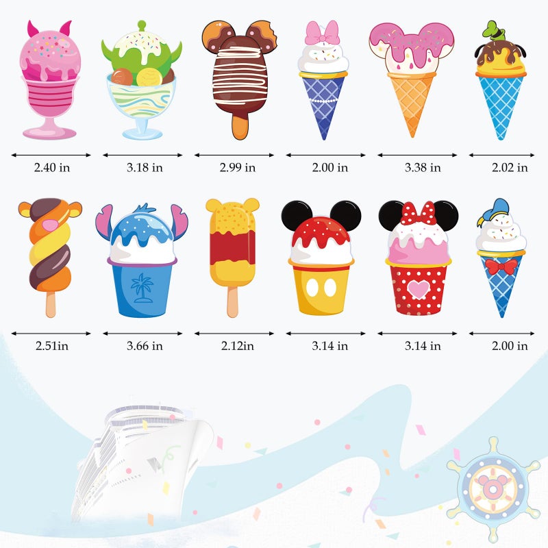 RiVolTa Mouse Cruise Door Magnets - 12 Pcs Summer Ice Cream Cute Ship Cabin Magnetic Stickers Funny Mice Decorations Garage Stateroom Accessories for Holiday Carnival Party Locker Refrigerator Decor - Image 5