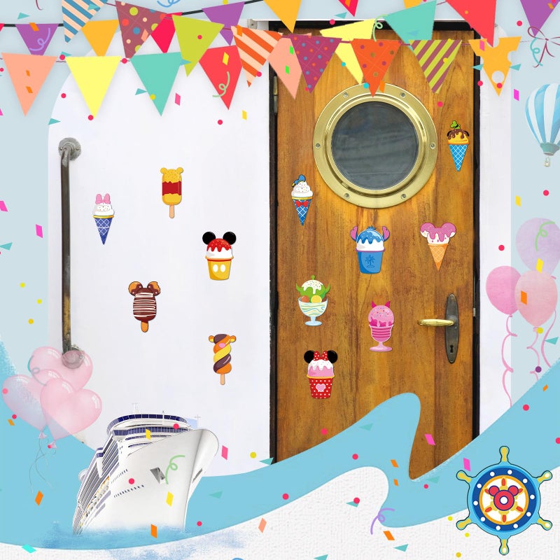 RiVolTa Mouse Cruise Door Magnets - 12 Pcs Summer Ice Cream Cute Ship Cabin Magnetic Stickers Funny Mice Decorations Garage Stateroom Accessories for Holiday Carnival Party Locker Refrigerator Decor - Image 4