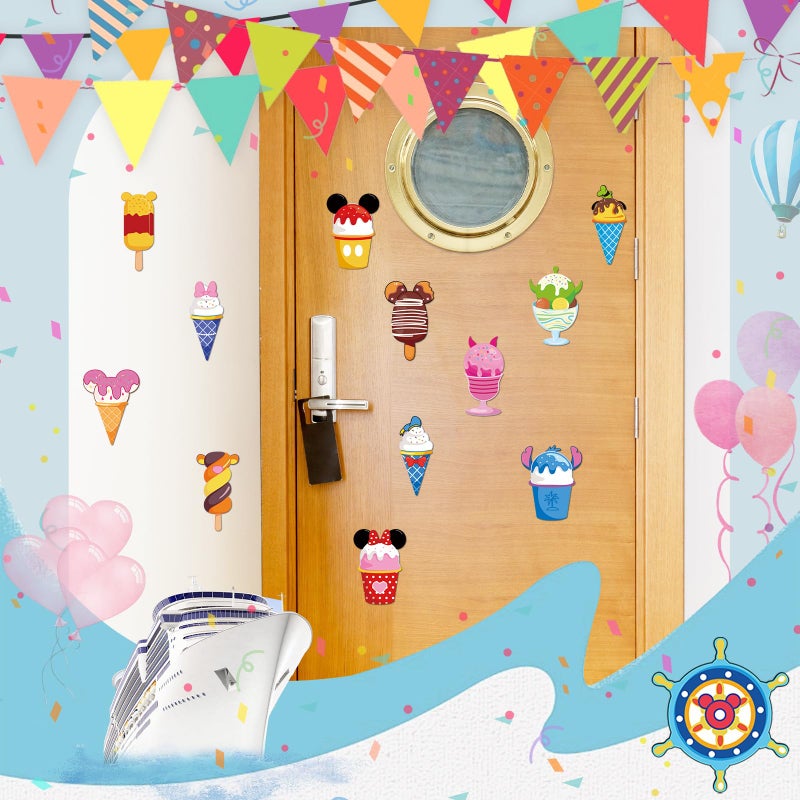 RiVolTa Mouse Cruise Door Magnets - 12 Pcs Summer Ice Cream Cute Ship Cabin Magnetic Stickers Funny Mice Decorations Garage Stateroom Accessories for Holiday Carnival Party Locker Refrigerator Decor - Image 3
