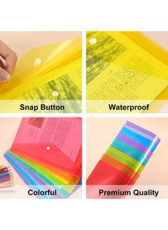 EOOUT 14 Pack Plastic Envelopes Poly Envelopes, Clear Document Folders Plastic File Folders With Snap Closure, 7 Colors, Letter A4 Size File Envelopes For School And Office Supplies  - Image 3