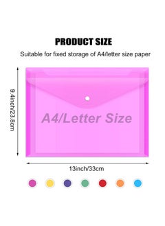 EOOUT 14 Pack Plastic Envelopes Poly Envelopes, Clear Document Folders Plastic File Folders With Snap Closure, 7 Colors, Letter A4 Size File Envelopes For School And Office Supplies  - Image 2