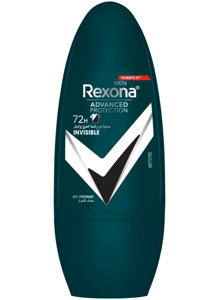 Rexona - Rexona Men Advanced Protection 72H Clear Antiperspirant Roll On Invisible Black&White 50Ml - Image 1